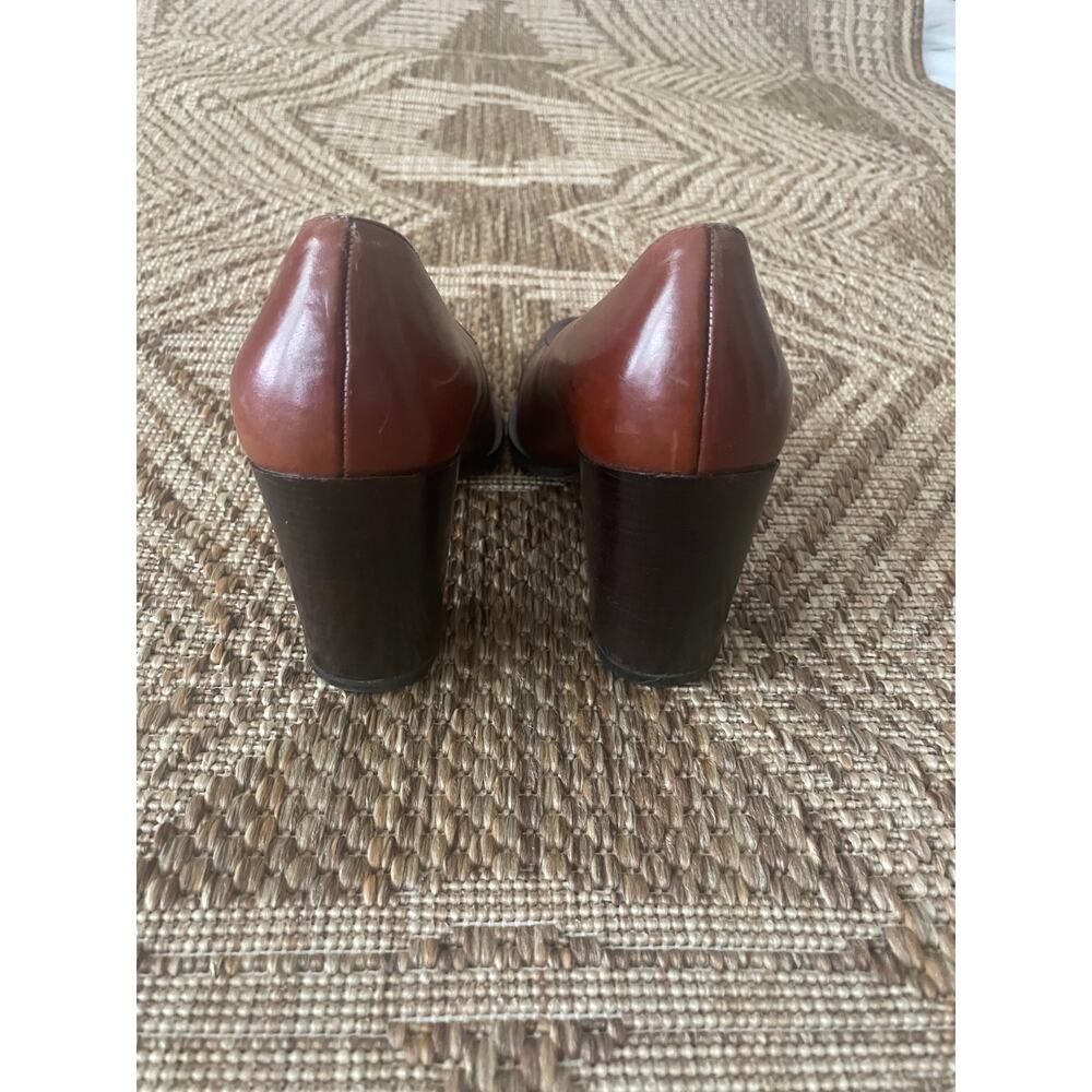 Vtg. Nine West Sz 7 Brown 2 tone leather block heel - Picture 8 of 8